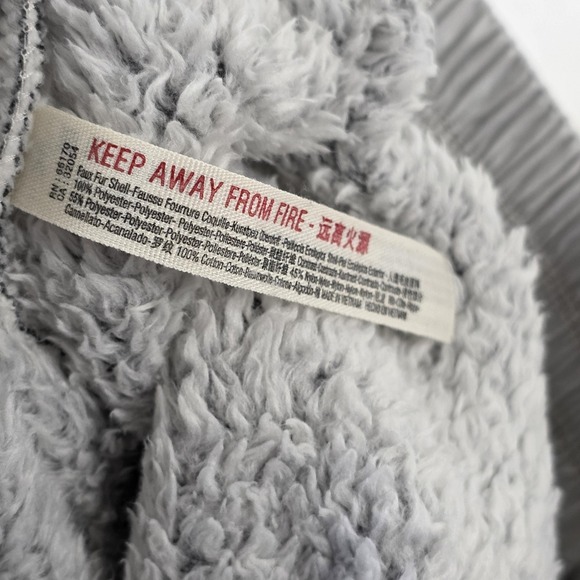 FP Movement Jacket Womens Medium Gray Sherpa Fleece Bomber Full Zip Cropped - Picture 8 of 12